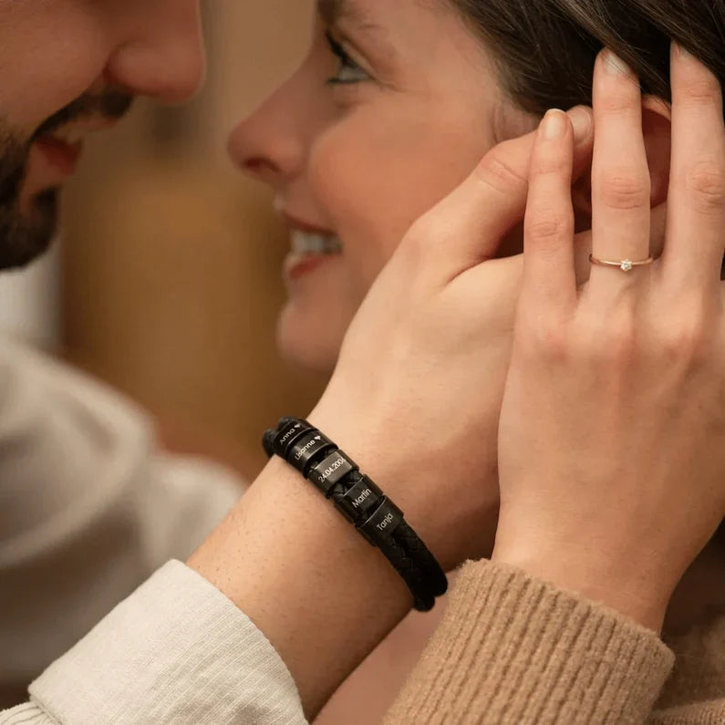 Bracelete Masculino Personalizável com nomes - Grave o nome da sua família com 50% OFF + Frete Grátis