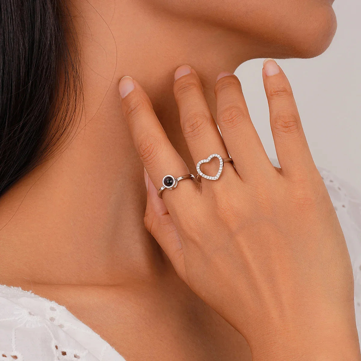 Anel Coração em Foco – Com Foto Projetável no Interior