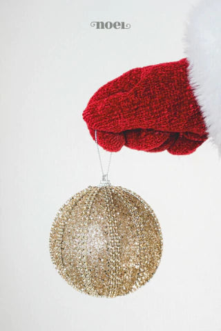 Bola decorada Natal glitter/pedraria dourado - 10cm c/3