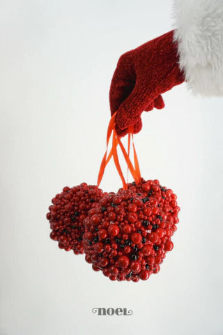 Bola decorada Natal berry vermelho/preto - 10cm c/3