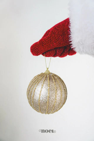 Bola decorada Natal champanhe c/detalhes dourado - 10cm c/3