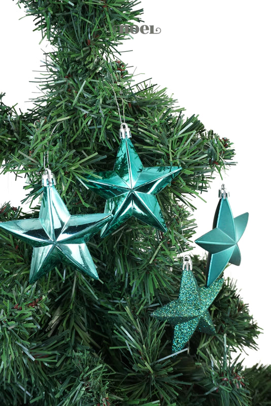 Pendente Natalino Estrelas Verde - 10cm c/4