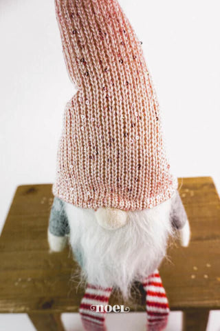 Papai Noel escandinavo tecido sentado cinza/ rosa - 72cm