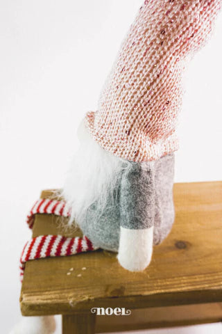 Papai Noel escandinavo tecido sentado cinza/ rosa - 72cm