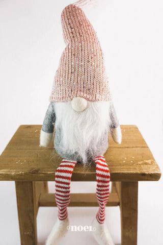 Papai Noel escandinavo tecido sentado cinza/ rosa - 72cm