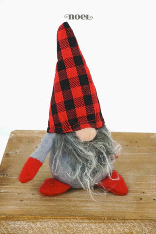 Papai Noel escandinavo tecido cinza/vermelho - 18cm - c/1