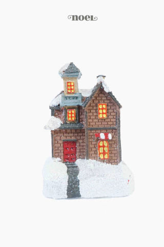 Casinha Resina c/ Led Branco/Marrom - 3 Pilhas LR44 - 8cm