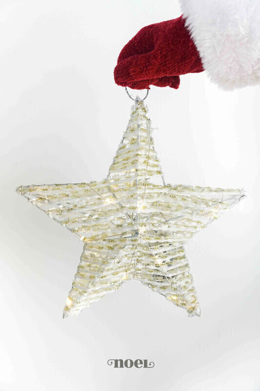 Pendente Natal estrela c/ led nude mescla - 30cm