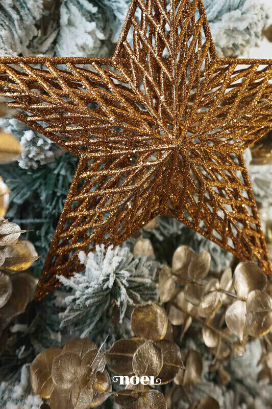 Pendente Natal estrela cobre c/ glitter - 25cm