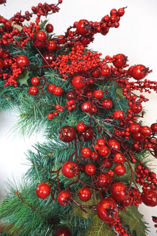 Guirlanda Decorada Berry Vermelho - 66cm