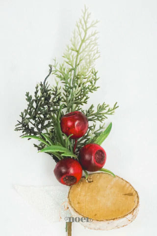 Galho natalino berry verde/vermelho/marrom - 28cm c/1