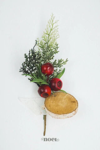 Galho natalino berry verde/vermelho/marrom - 28cm c/1