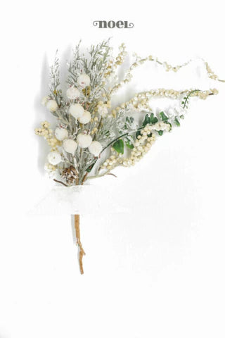 Galho natalino berry branco/verde - 32cm c/1