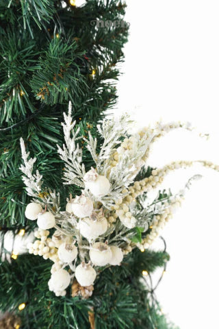 Galho natalino berry branco/verde - 32cm c/1