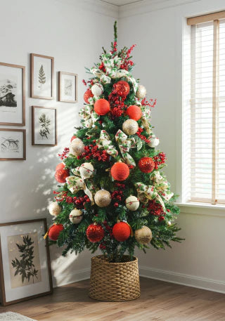 Kit Árvore Faça Você Mesmo Rústica Linho Berries Vermelho/Nude - 1,50m a 1,80m