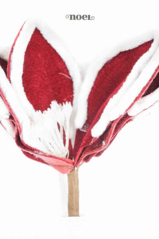 Flor natalina poinsettia tecido veludo/pelúcia bordô/branco - 32cm c/1