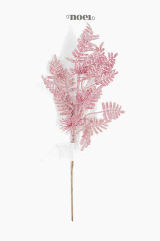 Galho natalino c/ glitter rosa - 41cm c/1