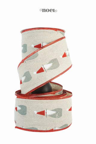 Fita Natal Aramada c/ Papai Noel nude/Vermelho - 6.3cmx9.14m - c/1