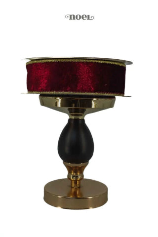 Fita Natal Aramada Veludo Bordô/Dourado - 3.8cmx9.14m - c/1