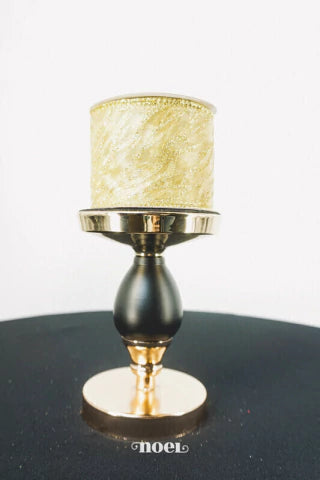 Fita Natal aramada organza c/ detalhes glitter dourado - 6,3cmx9,14m c/1