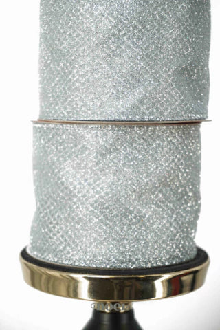 Fita Natal aramada organza gitter prata - 6,3cmx9,14m c/1