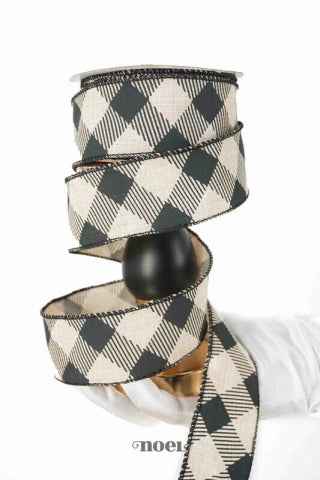 Fita aramada poliéster xadrez preto/nude - 3,8cmx9,14m c/1