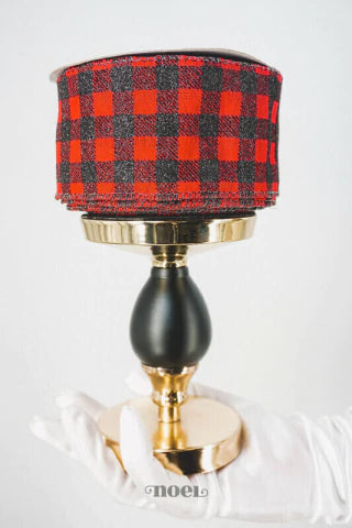 Fita Natal aramada xadrez glitter vermelho/preto - 6,3cmx9,14m c/1