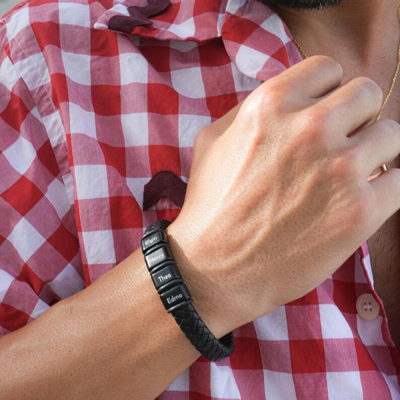 Bracelete Masculino Proteção Eterna - Personalizável com nomes | Oferta Especial 45% OFF + Frete Grátis Somente Hoje!