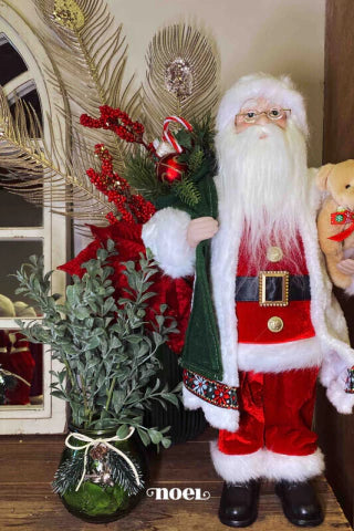 Papai Noel em pé vermelho/branco c/ursinho - 45cm
