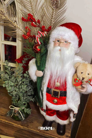 Papai Noel em pé vermelho/branco c/ursinho - 45cm