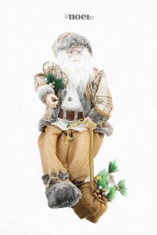 Papai Noel Sentado c/ Raquete/Presentes Nude/Marrom - 60cm