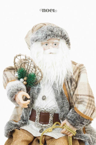 Papai Noel Sentado c/ Raquete/Presentes Nude/Marrom - 60cm