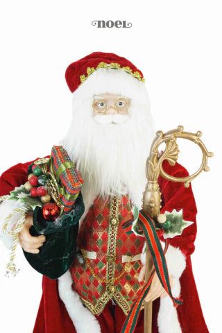 Papai Noel em Pé c/ Presentes Vermelho/Verde/Branco - 60cm