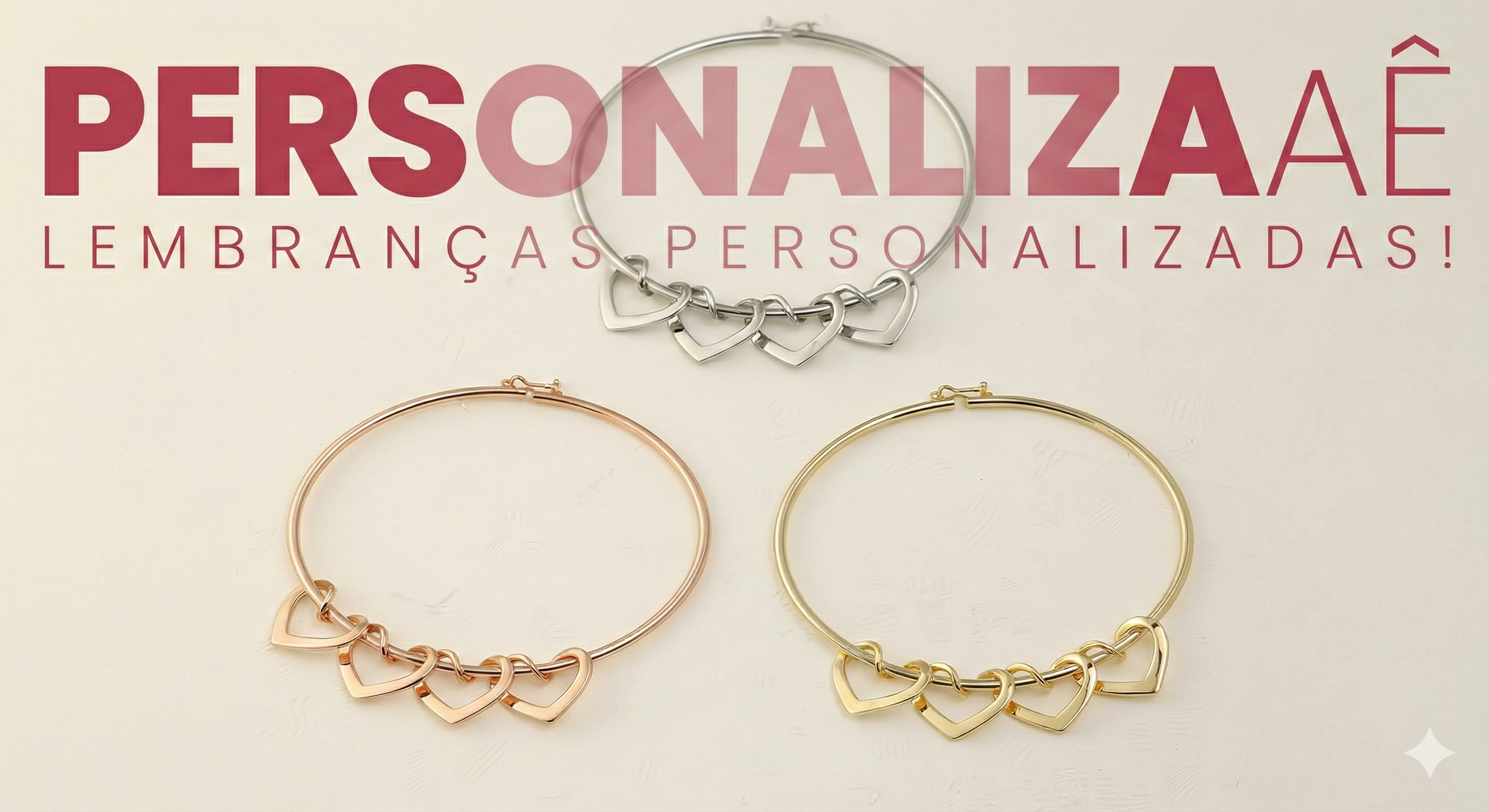 Bracelete Corações da família trançado personalizado - Grave o nome da sua família