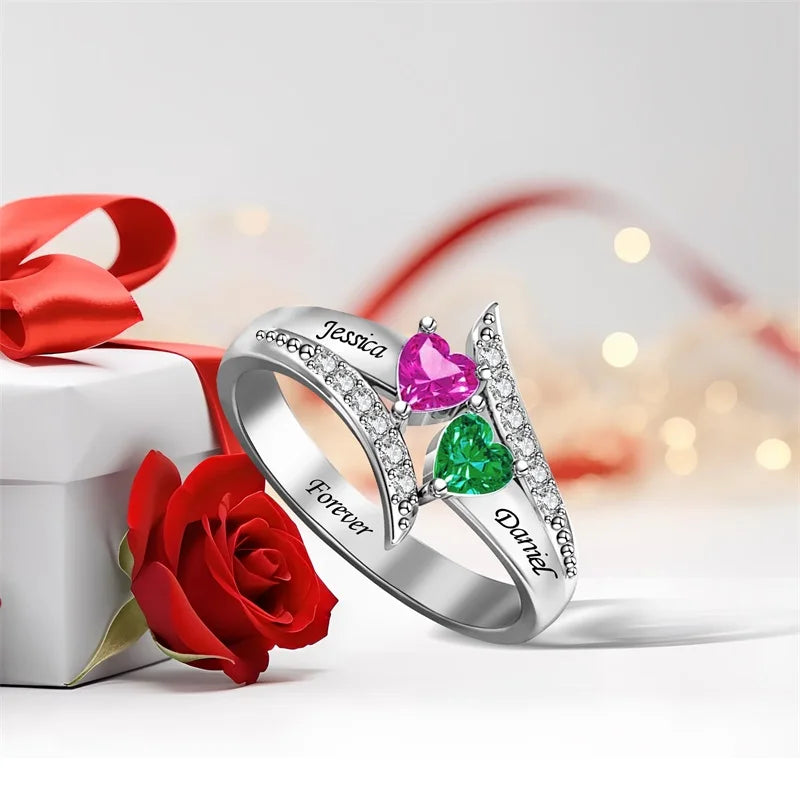 Anel Amor Infinito – Com Nomes e Pedras do Mês de Nascimento