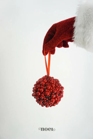 Bola decorada Natal berry vermelho/preto - 10cm c/3