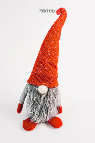 Papai Noel escandinavo tecido cinza/vermelho - 50cm