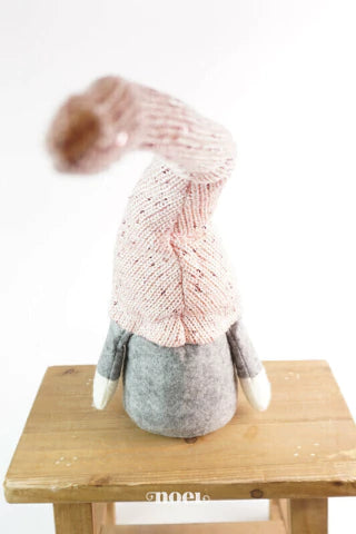 Papai Noel escandinavo tecido sentado cinza/ rosa - 72cm