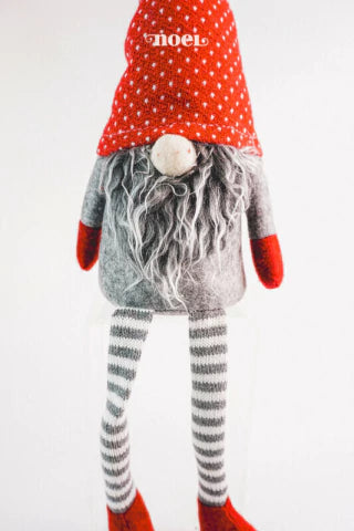 Papai Noel escandinavo tecido cinza/vermelho - 70cm