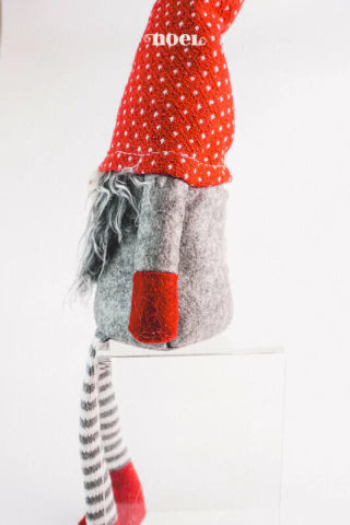 Papai Noel escandinavo tecido cinza/vermelho - 70cm