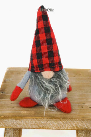 Papai Noel escandinavo tecido cinza/vermelho - 18cm - c/1