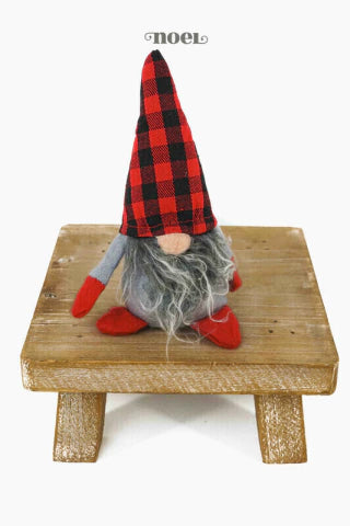 Papai Noel escandinavo tecido cinza/vermelho - 18cm - c/1