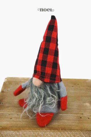 Papai Noel escandinavo tecido cinza/vermelho - 18cm - c/1