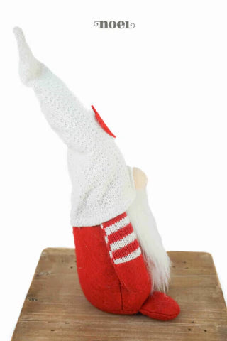 Papai Noel escandinavo sentado tecido branco/vermelho - 30cm - c/1