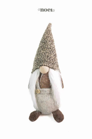 Papai Noel tecido escandinavo off-white/marrom - 32cm