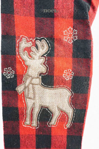 Saquinho Natal Xadrez/Rena Preto/Vermelho/Nude - 30cm