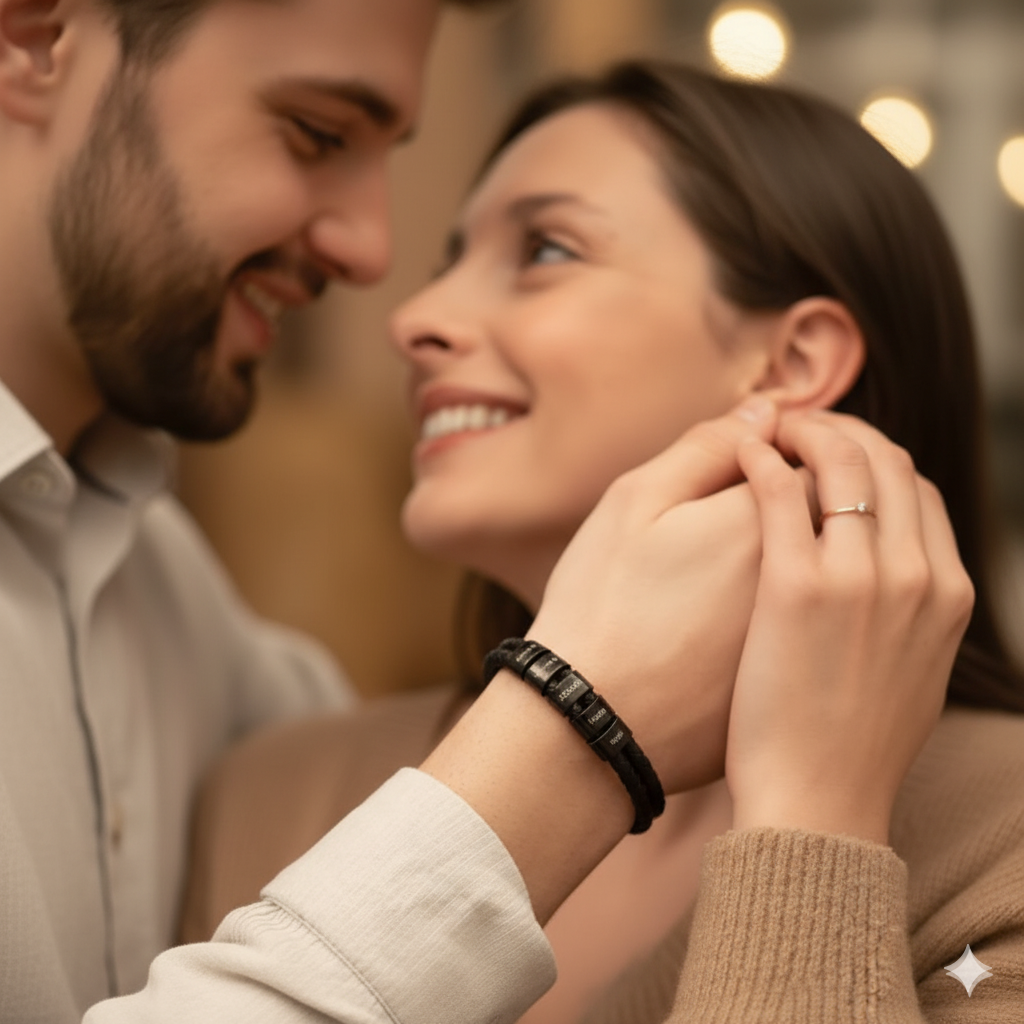 Bracelete Masculino Personalizável com nomes | Oferta Especial 50% OFF + Frete Grátis Somente Hoje!