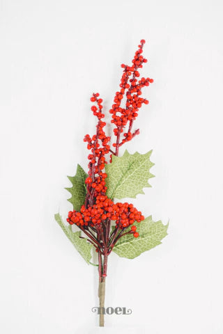 Galho natalino berry verde/vermelho - 52cm c/1