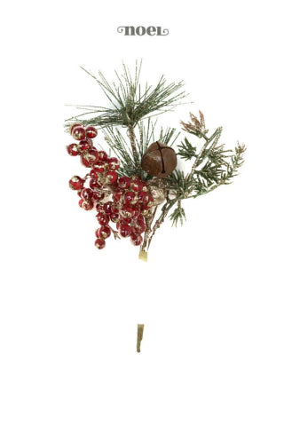 Galho natalino berry vermelho/verde/dourado - 18cm c/1