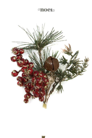 Galho natalino berry vermelho/verde/dourado - 18cm c/1